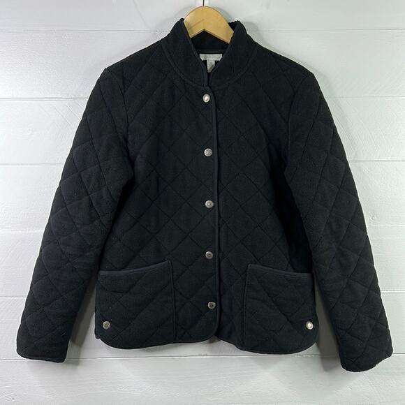 CHARTER CLUB Black Polyester Quilted Snap Button Long Sleeve Jacket‎ Size Medium - Picture 1 of 11